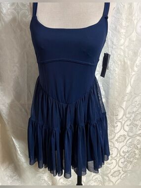NWT- Derek Heart Women's Navy Tiered Active dress with skorts size L